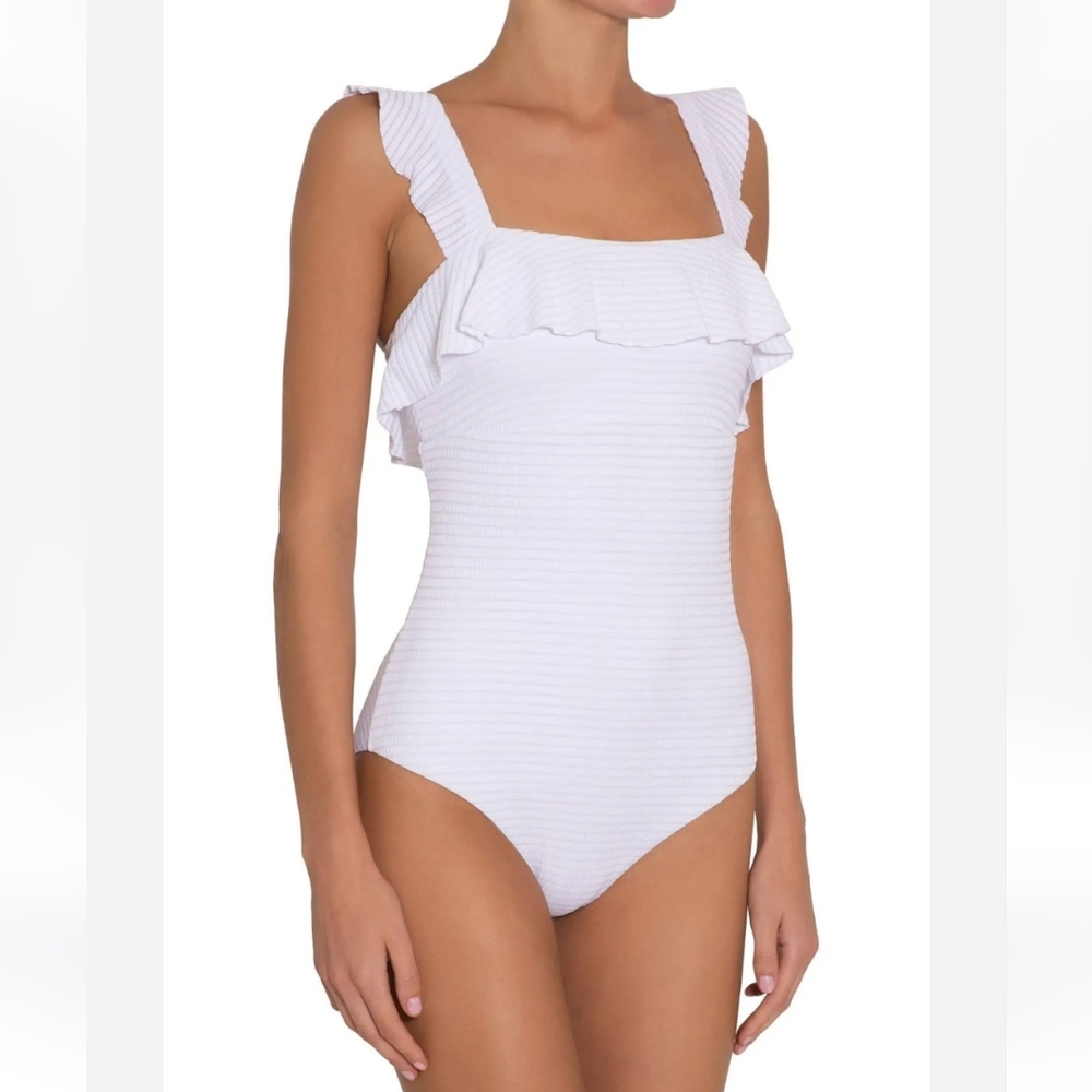 Eberjey Jane Waives  Textured Stripe One-Piece Swimsuit Size M